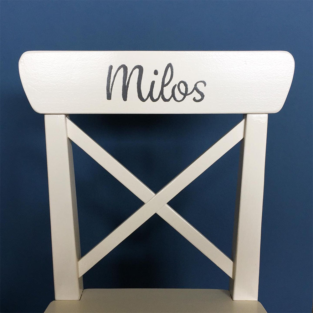 Cadeau stoel met naam Milos