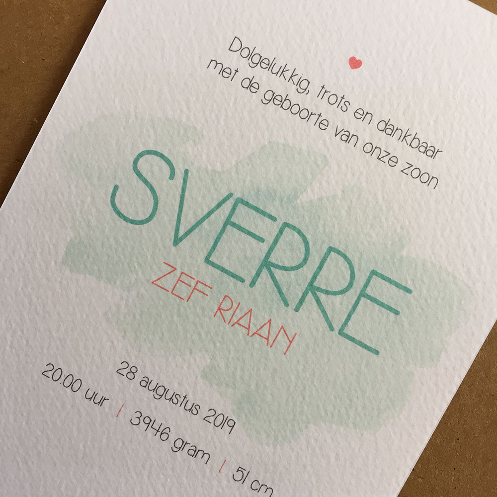 Papiersoort geboortekaart Sverre