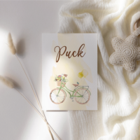 Geboortekaart Puck met aquarel fiets