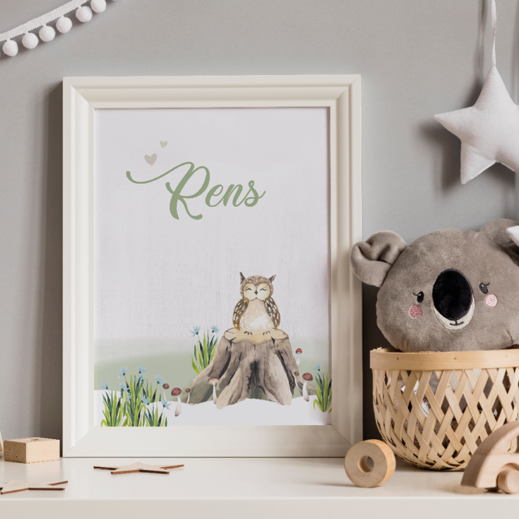 Cadeau naamposter op maat uil